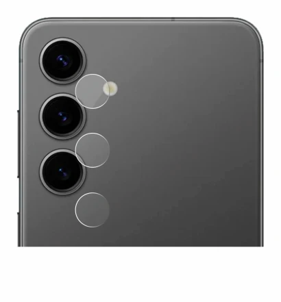 Abbildung des Geräts Samsung Galaxy S24 Plus (NUR Kameraschutz) mit einer Vielzahl des Displayschutzes.