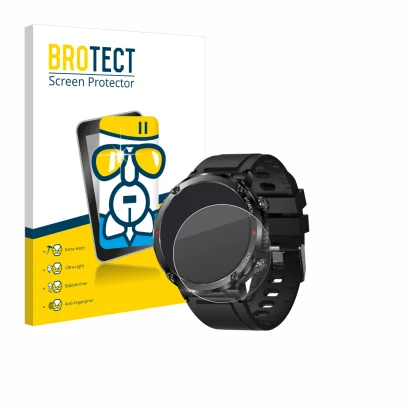 Vorderseite einer Produktverpackung mit dem Markenlogo BROTECT. Daneben ist das Gerät LIGE Smartwatch 1.6" mit dem zugehörigen