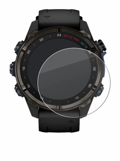 Abbildung des Geräts Garmin Descent Mk3i (43 mm) mit einer Vielzahl des Displayschutzes.