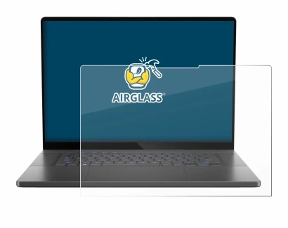 Abbildung des Geräts ASUS ROG Zephyrus G16 2024 mit einer Vielzahl des Displayschutzes.