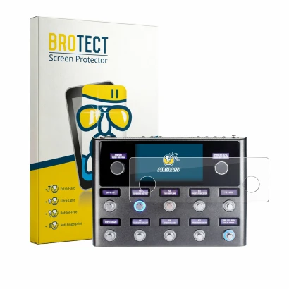 Vorderseite einer Produktverpackung mit dem Markenlogo BROTECT. Daneben ist das Gerät Fender Tone Master Pro mit dem zugehörig