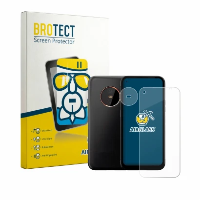 Vorderseite einer Produktverpackung mit dem Markenlogo BROTECT. Daneben ist das Gerät Gigaset GX6 Pro (Display+Kamera) mit dem