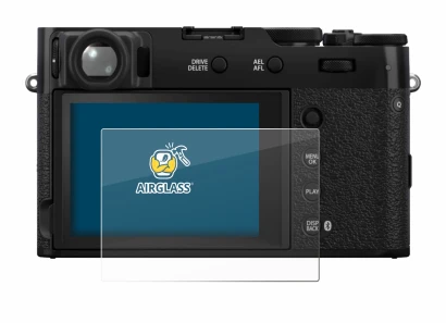 Abbildung des Geräts Fujifilm X100VI mit einer Vielzahl des Displayschutzes.