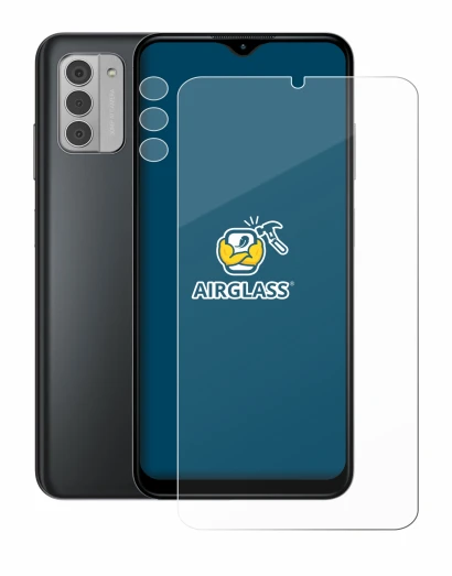 Abbildung des Geräts Nokia G42 5G (Display+Kamera) mit einer Vielzahl des Displayschutzes.