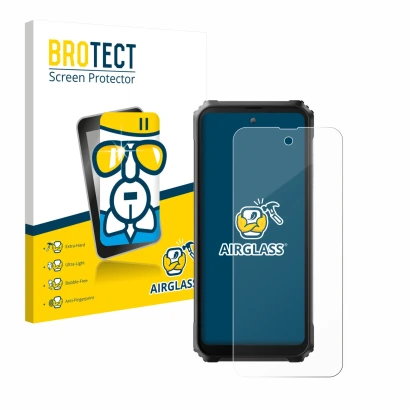 Vorderseite einer Produktverpackung mit dem Markenlogo BROTECT. Daneben ist das Gerät Blackview BL9000 mit dem zugehörigen Dis