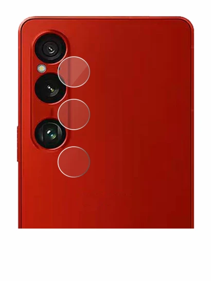 Abbildung des Geräts Sony Xperia 1 VI (NUR Kameraschutz) mit einer Vielzahl des Displayschutzes.
