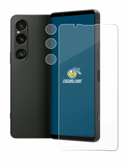Abbildung des Geräts Sony Xperia 1 VI (Display+Kamera) mit einer Vielzahl des Displayschutzes.