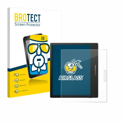 Vorderseite einer Produktverpackung mit dem Markenlogo BROTECT. Daneben ist das Gerät Boox Go Color 7 mit dem zugehörigen Disp