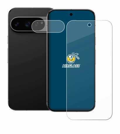 Abbildung des Geräts Google Pixel 9 Pro (Display+Kamera) mit einer Vielzahl des Displayschutzes.