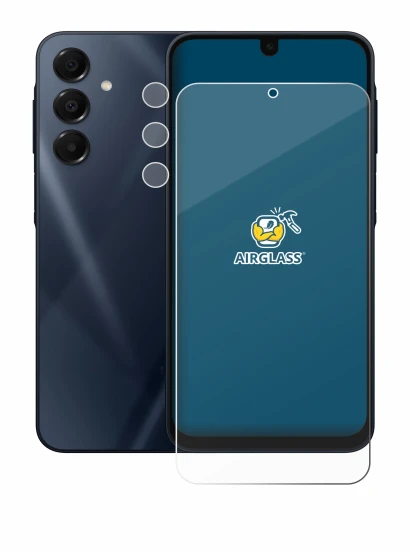 Abbildung des Geräts Samsung Galaxy A16 5G (Display+Kamera) mit einer Vielzahl des Displayschutzes.