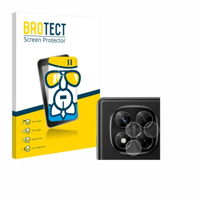 Vorderseite einer Produktverpackung mit dem Markenlogo BROTECT. Daneben ist das Gerät Xiaomi Redmi Note 14 Pro (NUR Kameraschu