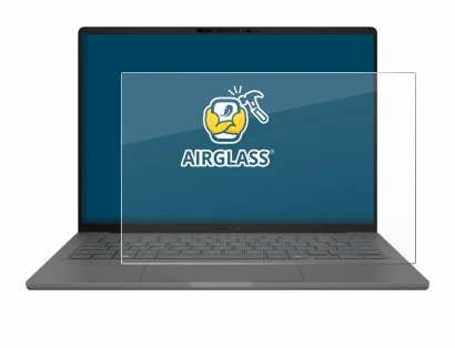 Abbildung des Geräts ASUS ZenBook A14 UX3407 mit einer Vielzahl des Displayschutzes.