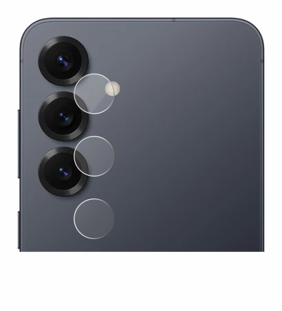 Abbildung des Geräts Samsung Galaxy S25 (NUR Kameraschutz) mit einer Vielzahl des Displayschutzes.