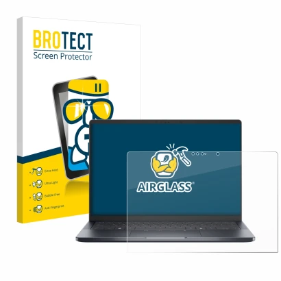 Vorderseite einer Produktverpackung mit dem Markenlogo BROTECT. Daneben ist das Gerät Dell Pro 14 Premium PA14250 Touch mit de