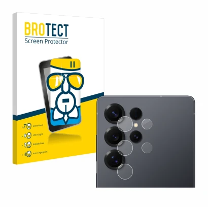 Vorderseite einer Produktverpackung mit dem Markenlogo BROTECT. Daneben ist das Gerät Samsung Galaxy S25 Ultra Enterprise Edit