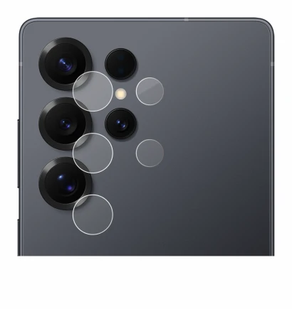 Abbildung des Geräts Samsung Galaxy S25 Ultra Enterprise Edition (NUR Kameraschutz) mit einer Vielzahl des Displayschutzes.
