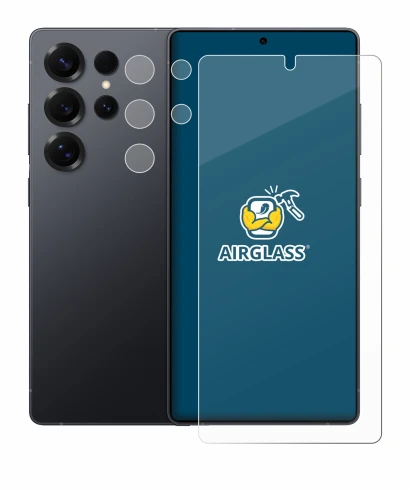 Abbildung des Geräts Samsung Galaxy S25 Ultra Enterprise Edition (Display+Kamera) mit einer Vielzahl des Displayschutzes.