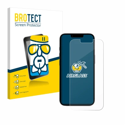 Vorderseite einer Produktverpackung mit dem Markenlogo BROTECT. Daneben ist das Gerät Apple iPhone 16e mit dem zugehörigen Dis