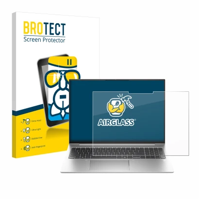 Vorderseite einer Produktverpackung mit dem Markenlogo BROTECT. Daneben ist das Gerät HP EliteBook 835 G11 mit dem zugehörigen