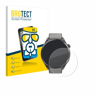 Vorderseite einer Produktverpackung mit dem Markenlogo BROTECT. Daneben ist das Gerät Hama Smartwatch 9000 mit dem zugehörigen