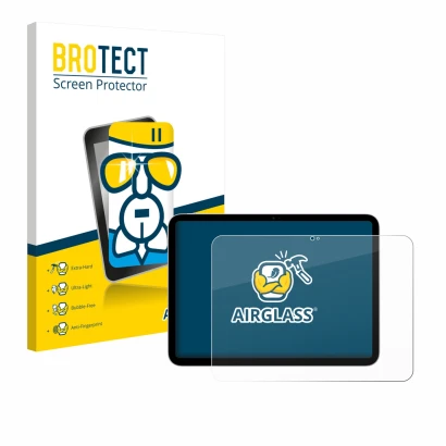 Vorderseite einer Produktverpackung mit dem Markenlogo BROTECT. Daneben ist das Gerät Apple iPad A16 11