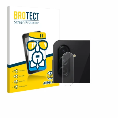 Vorderseite einer Produktverpackung mit dem Markenlogo BROTECT. Daneben ist das Gerät Samsung Galaxy A26 5G (NUR Kameraschutz)