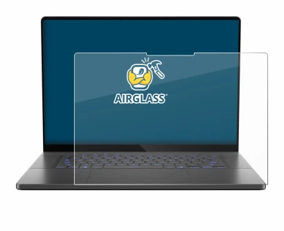 Abbildung des Geräts ASUS ROG Zephyrus G16 2025 mit einer Vielzahl des Displayschutzes.