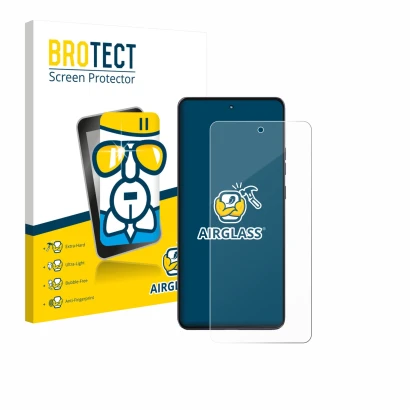 Vorderseite einer Produktverpackung mit dem Markenlogo BROTECT. Daneben ist das Gerät Motorola Moto G86 mit dem zugehörigen Di