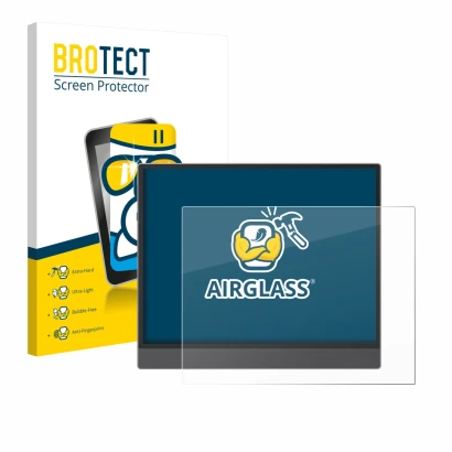 Vorderseite einer Produktverpackung mit dem Markenlogo BROTECT. Daneben ist das Gerät Boox Tab X C mit dem zugehörigen Display