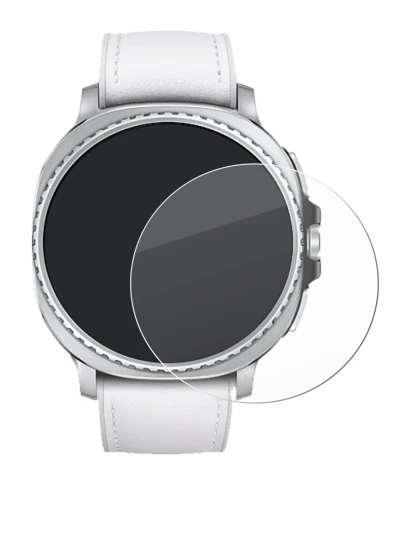 Abbildung des Geräts Samsung Galaxy Watch 8 Classic (46 mm) mit einer Vielzahl des Displayschutzes.