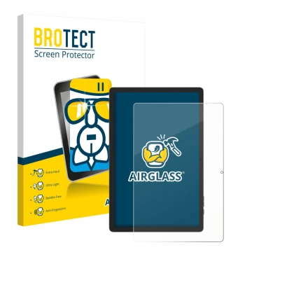 Vorderseite einer Produktverpackung mit dem Markenlogo BROTECT. Daneben ist das Gerät Doogee Tab E3 Pro 13 mit dem zugehörigen