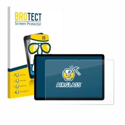 Vorderseite einer Produktverpackung mit dem Markenlogo BROTECT. Daneben ist das Gerät Doogee Tab G6 mit dem zugehörigen Displa