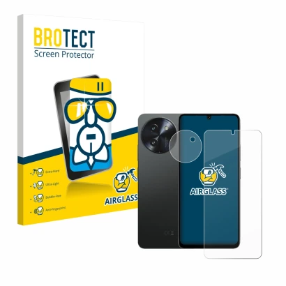 Vorderseite einer Produktverpackung mit dem Markenlogo BROTECT. Daneben ist das Gerät Doogee Note 59 Pro Plus (Display+Kamera)