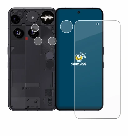 Abbildung des Geräts Nothing Phone (3) (Display+Kamera) mit einer Vielzahl des Displayschutzes.
