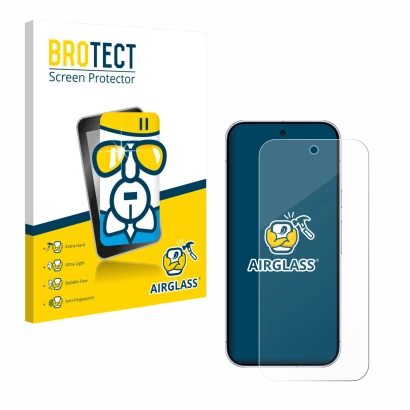 Vorderseite einer Produktverpackung mit dem Markenlogo BROTECT. Daneben ist das Gerät Google Pixel 10 Pro mit dem zugehörigen 