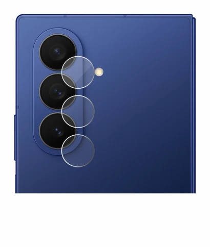 Abbildung des Geräts Samsung Galaxy Z Fold 7 (NUR Kameraschutz) mit einer Vielzahl des Displayschutzes.