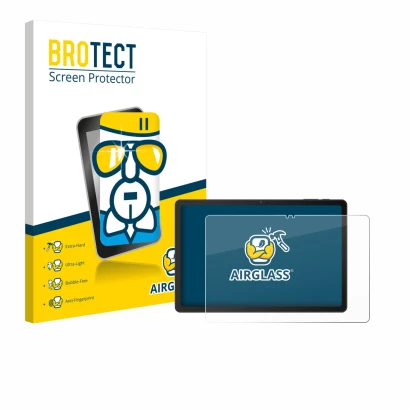 Vorderseite einer Produktverpackung mit dem Markenlogo BROTECT. Daneben ist das Gerät VALE Tablet V11E LTE mit dem zugehörigen