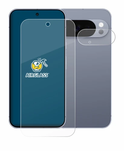 Abbildung des Geräts Google Pixel 10 Pro (Display+Kamera) mit einer Vielzahl des Displayschutzes.