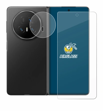 Abbildung des Geräts Honor Magic V5 (Display+Kamera) mit einer Vielzahl des Displayschutzes.