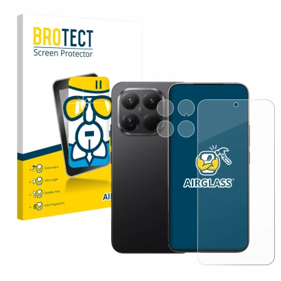 Vorderseite einer Produktverpackung mit dem Markenlogo BROTECT. Daneben ist das Gerät Xiaomi 15T Pro (Display+Kamera) mit dem 