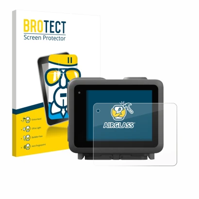 Vorderseite einer Produktverpackung mit dem Markenlogo BROTECT. Daneben ist das Gerät GoPro Lit Hero mit dem zugehörigen Displ