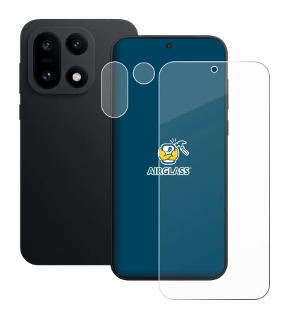 Abbildung des Geräts OnePlus 15 (Display+Kamera) mit einer Vielzahl des Displayschutzes.