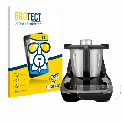 Vorderseite einer Produktverpackung mit dem Markenlogo BROTECT. Daneben ist das Gerät SilverCrest Monsieur Cuisine compact mit