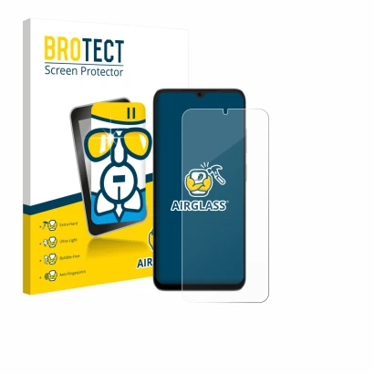 Vorderseite einer Produktverpackung mit dem Markenlogo BROTECT. Daneben ist das Gerät Doogee Note 56X Pro mit dem zugehörigen 