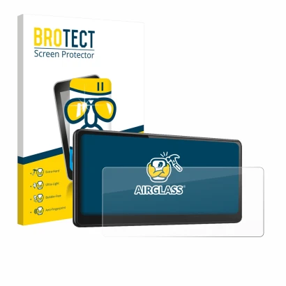 Vorderseite einer Produktverpackung mit dem Markenlogo BROTECT. Daneben ist das Gerät CarpodGo T3 Pro 8.9