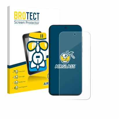 Vorderseite einer Produktverpackung mit dem Markenlogo BROTECT. Daneben ist das Gerät OnePlus Turbo 6V mit dem zugehörigen Dis