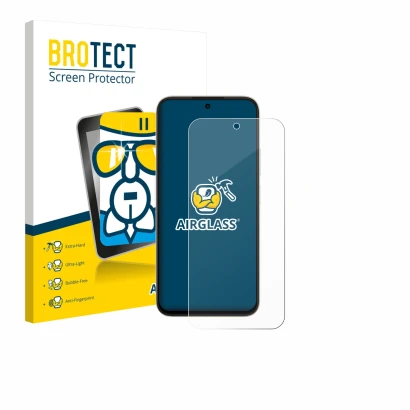 Vorderseite einer Produktverpackung mit dem Markenlogo BROTECT. Daneben ist das Gerät Oppo A6c mit dem zugehörigen Displayschu