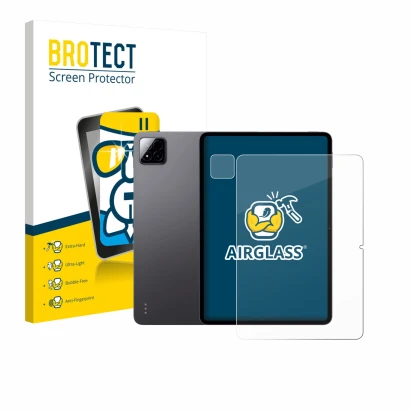 Vorderseite einer Produktverpackung mit dem Markenlogo BROTECT. Daneben ist das Gerät Xiaomi Pad 7 Pro (Display+Kamera) mit de