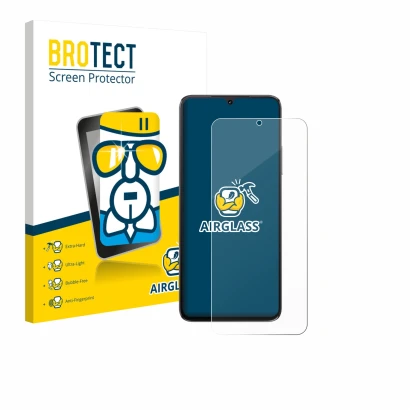 Vorderseite einer Produktverpackung mit dem Markenlogo BROTECT. Daneben ist das Gerät Cubot A40 mit dem zugehörigen Displaysch