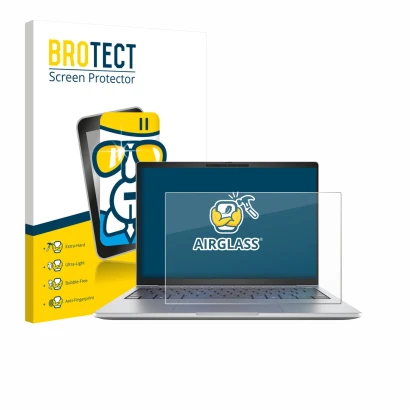 Vorderseite einer Produktverpackung mit dem Markenlogo BROTECT. Daneben ist das Gerät HP EliteBook 8 G1i 13